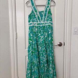 Lilly Pulitzer Pollie Midi Sundress – Botanical Green Safari Sangria – Size 12
